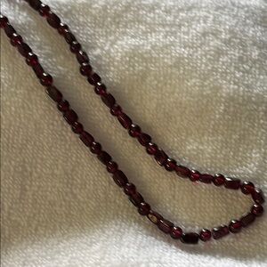 Genuine Garnet Beaded Necklace 32 Inches
